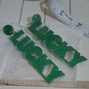 Green Glitter 'Lucky' Earrings
